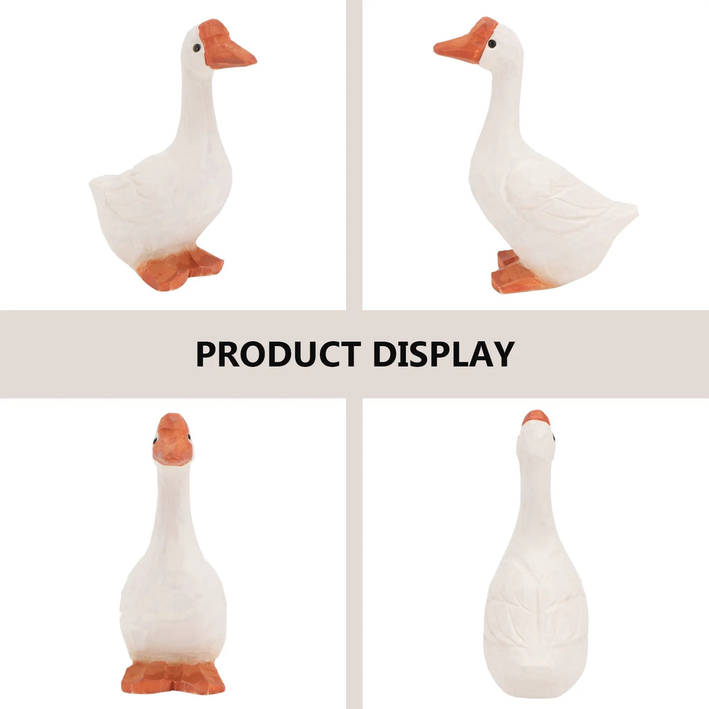 White 11x6cm Wooden Goose Ornaments Q75283