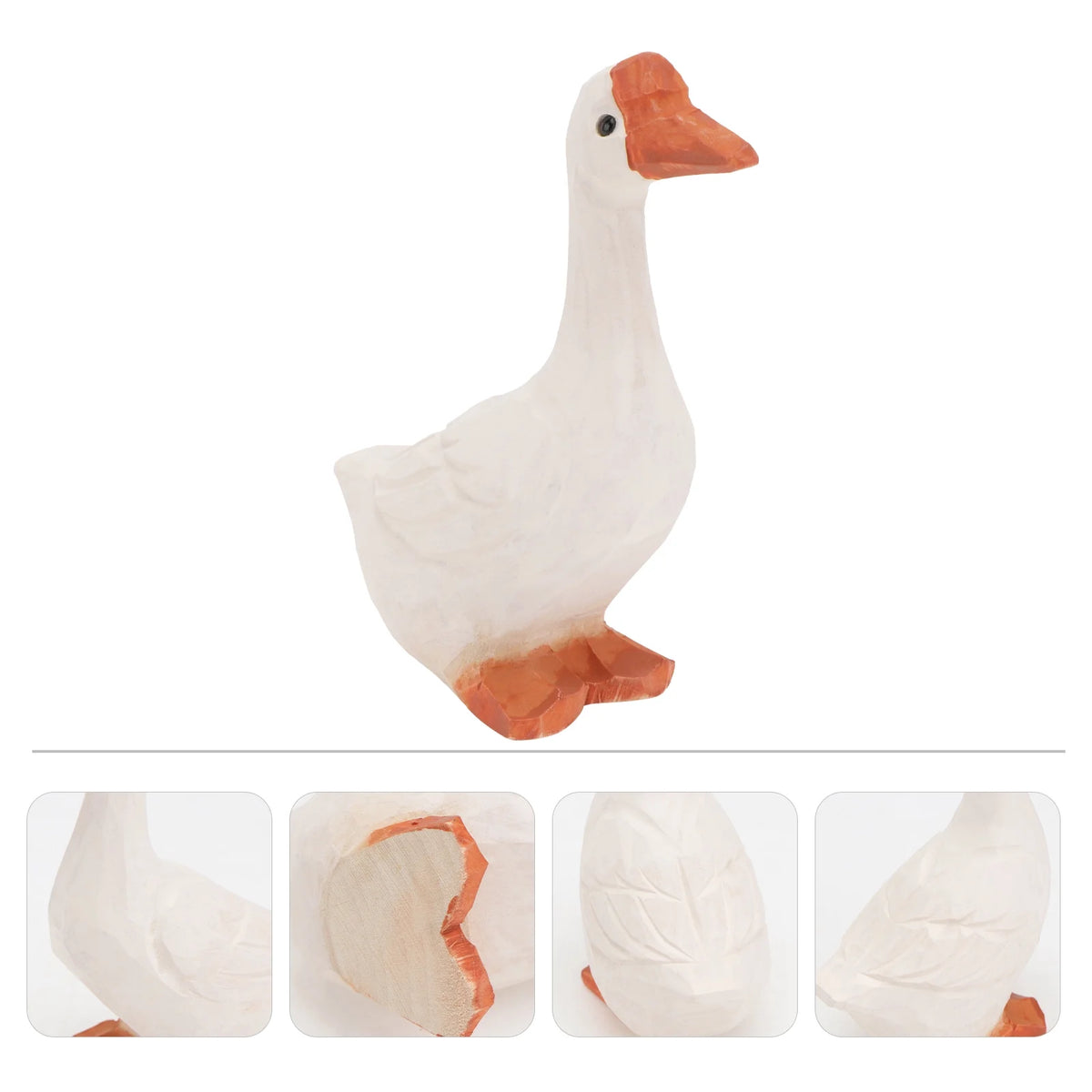 White 11x6cm Wooden Goose Ornaments Q75283