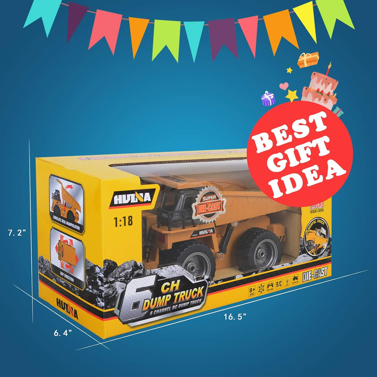Remote Control Construction Dump Truck 1/18 Scale RC Toy J2873