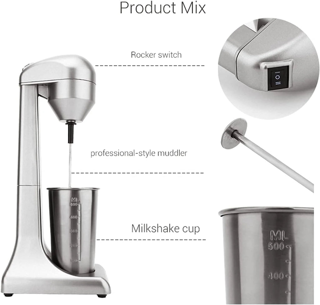 110V 23000RPM Electric Milk Shaker Machine with 500ml Stainless Steel Cup N395184