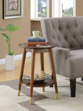 Mid Century Round End Table with Bottom Shelf Z501474