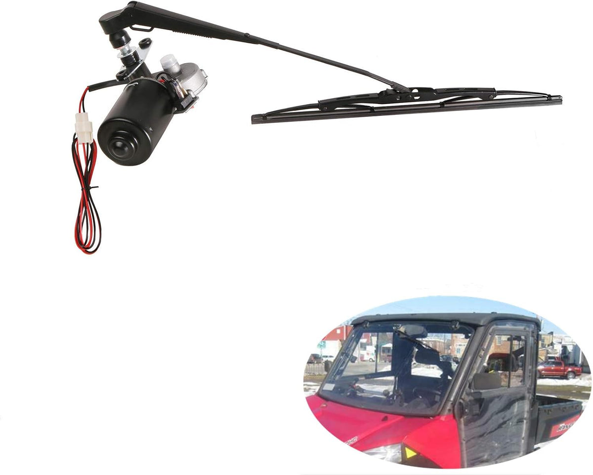 12V Universal Electric Windshield Wiper Motor Kit for UTV ATV Windshields, 17.7" Arm, 17.7" Blade Pack of 2 X261806