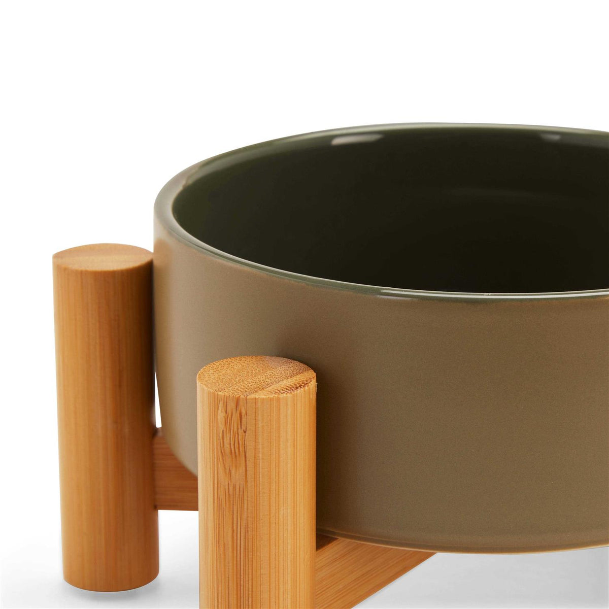 Ceramic & Bamboo Elevated Dog Double Diner Z34971