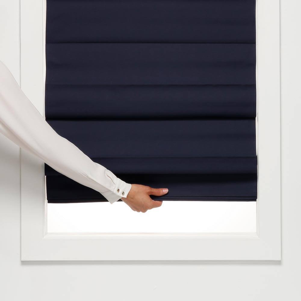 Navy Cordless Blackout Cotton Roman Shade 30 in. W x 72 in. L E84081