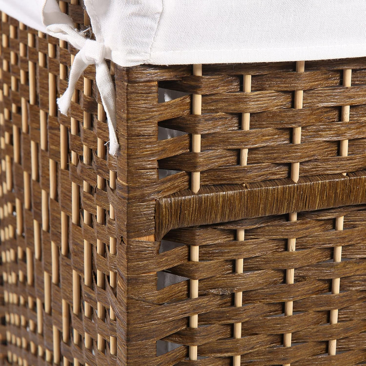 Brown Paper Rope Woven Laundry Basket with Lid W774