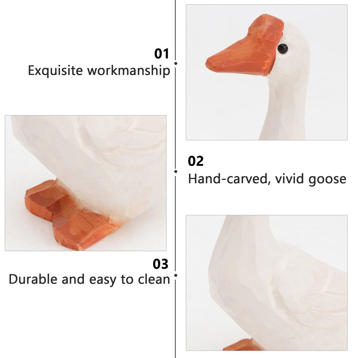 White 11x6cm Wooden Goose Ornaments Q75283