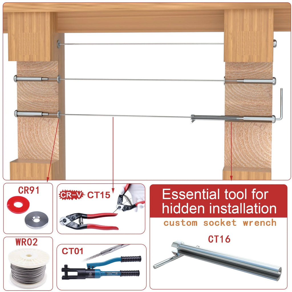 Cable Railing Kit Invisible 1/8 20 Pack Turnbuckle Swage T10439
