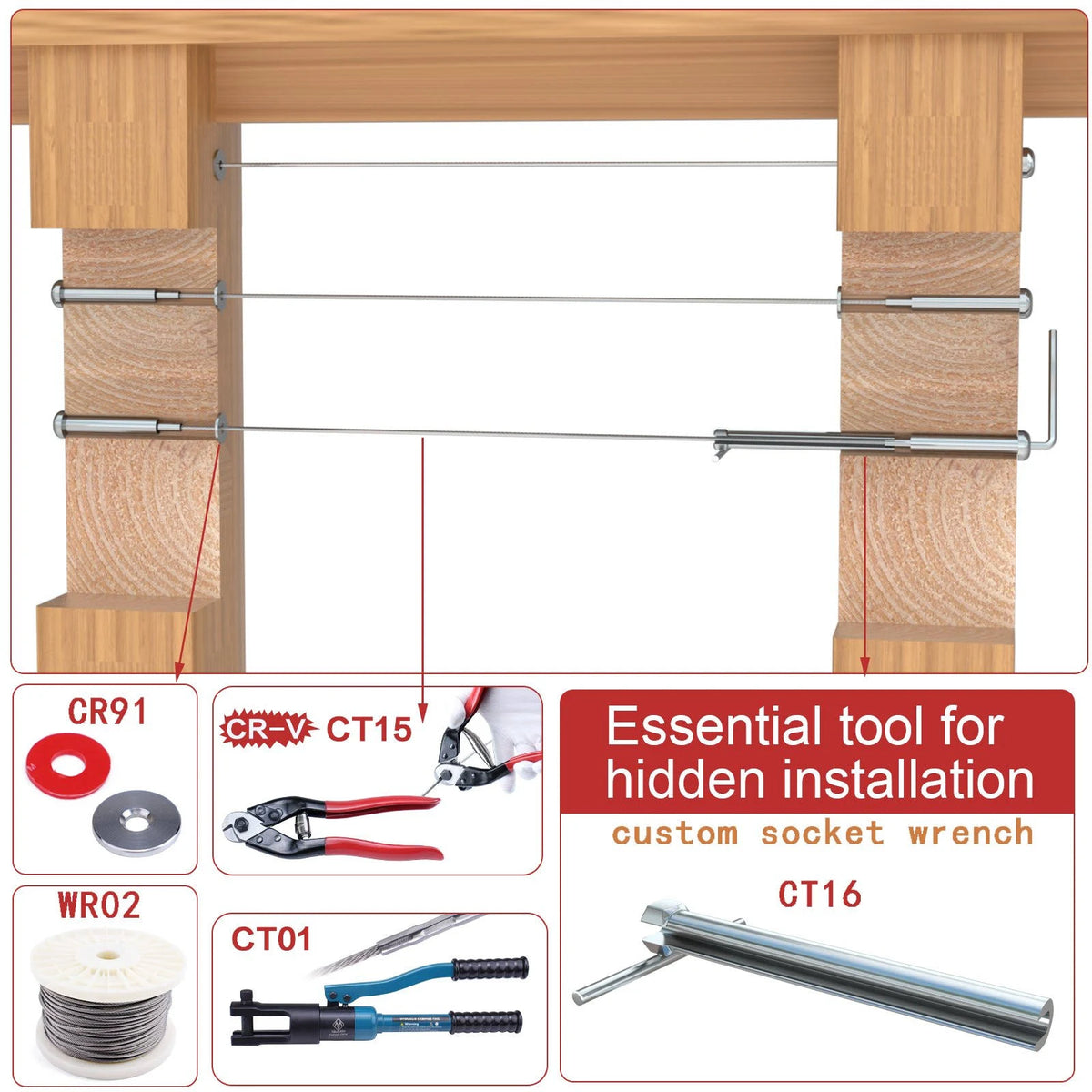 Cable Railing Kit Invisible 1/8 20 Pack Turnbuckle Swage T10439
