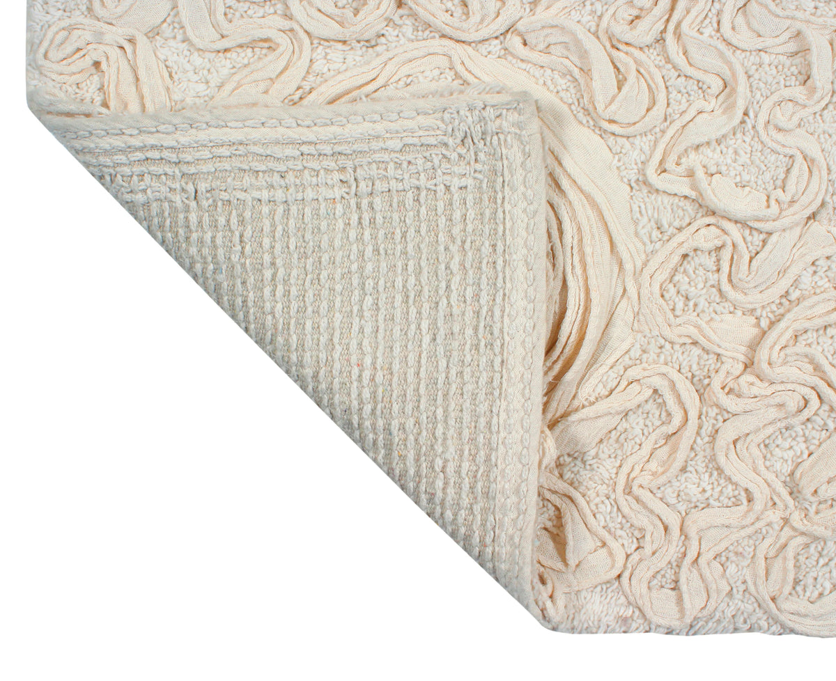 Ivory Cotton 22" Round Bathroom Rug Z905