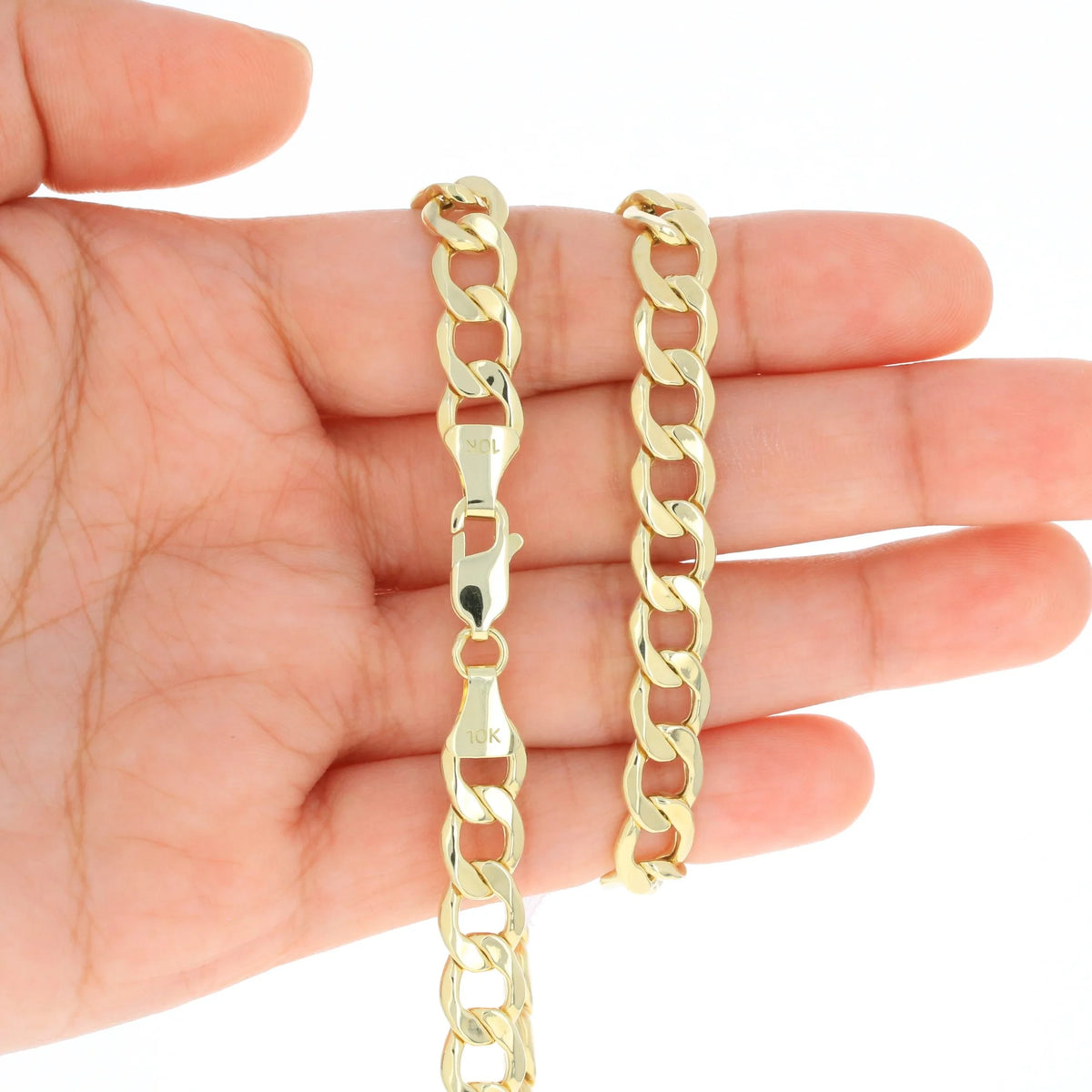 10k Yellow Gold 8mm Cuban Link Chain Bracelet I769