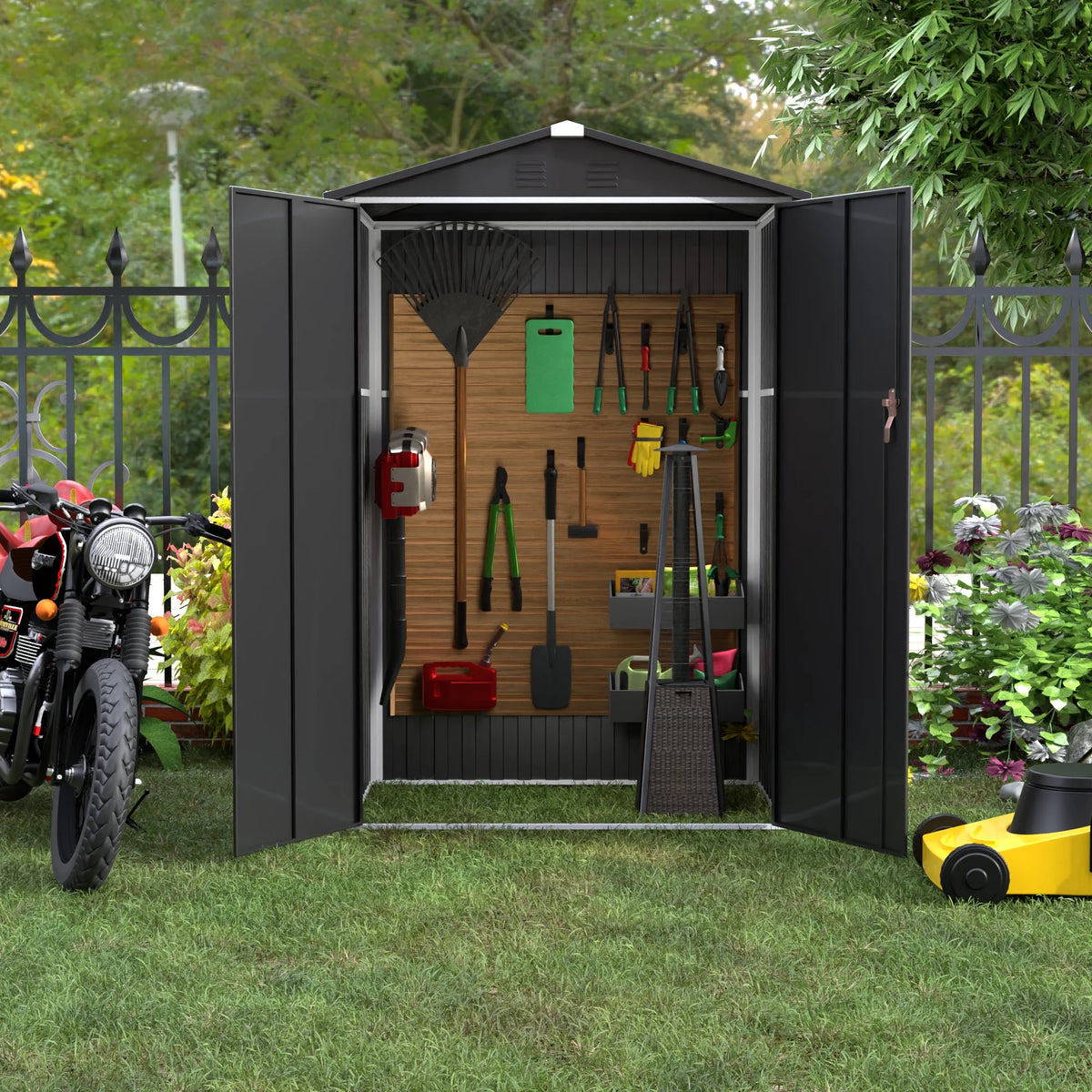 Metal Outdoor Storage Shed 4FT x 3FT Black M12780