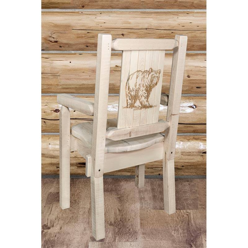 Laser Engraved Bear Design Captain's Chair Z399
