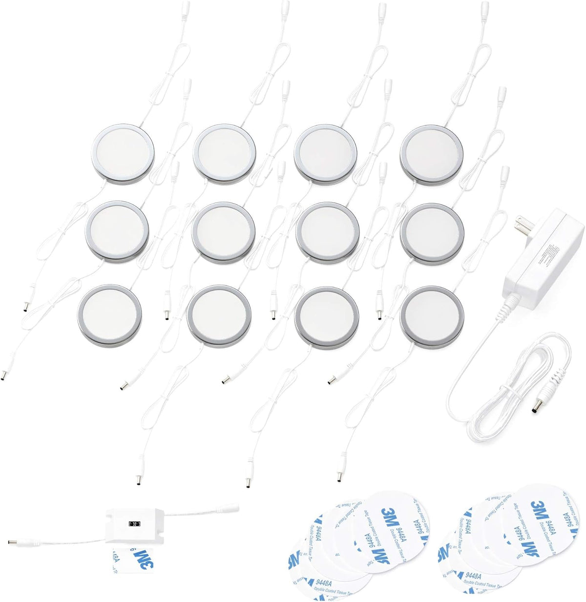 Pack of 12 Warm White Circular LED Cabinet Lights P59145