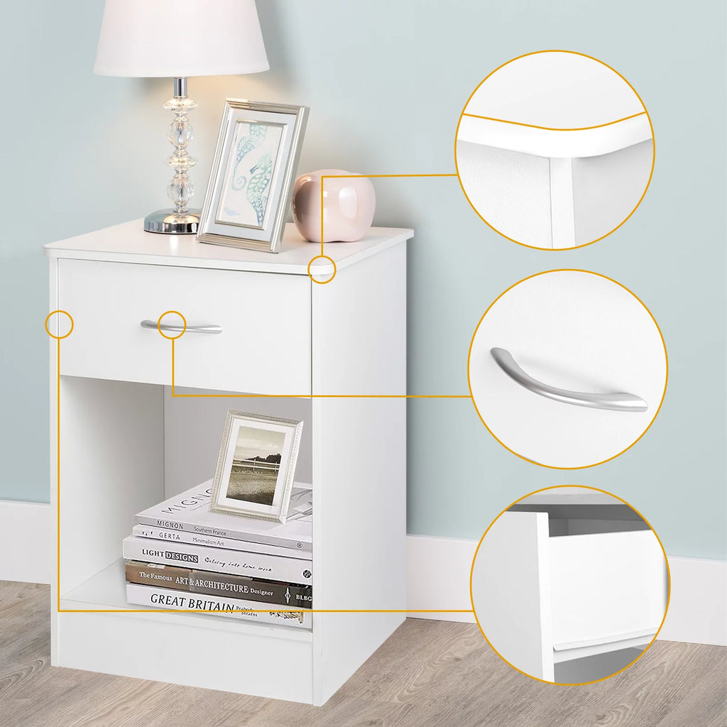 White Nightstand with Drawer L456