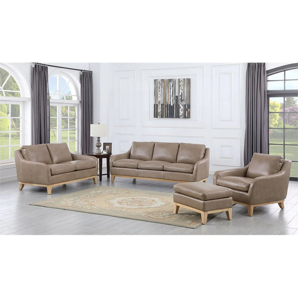 Sandy Brown Leather Loveseat P9440