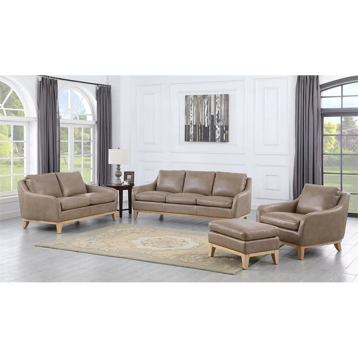 Sandy Brown Leather Loveseat P9440