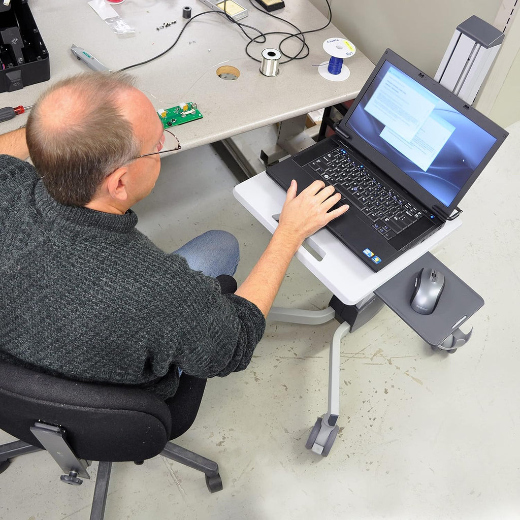 Rolling Computer Cart Mobile Standing Desk Workstation, Grey T5228