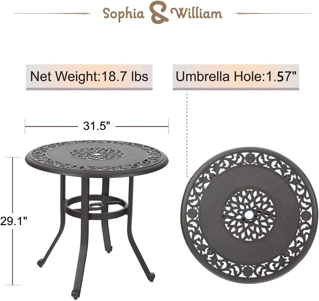 Brown 31.5 Dia x 29.1 H Cast Aluminum Bistro Bar Table B29772