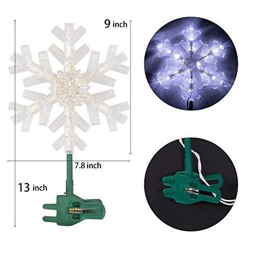 9 inch Lighted Christmas Tree Topper with 15 White LED Lights D262
