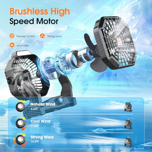 20000mAh Solar Camping Fan with Solar Panel and LED Lantern D74360
