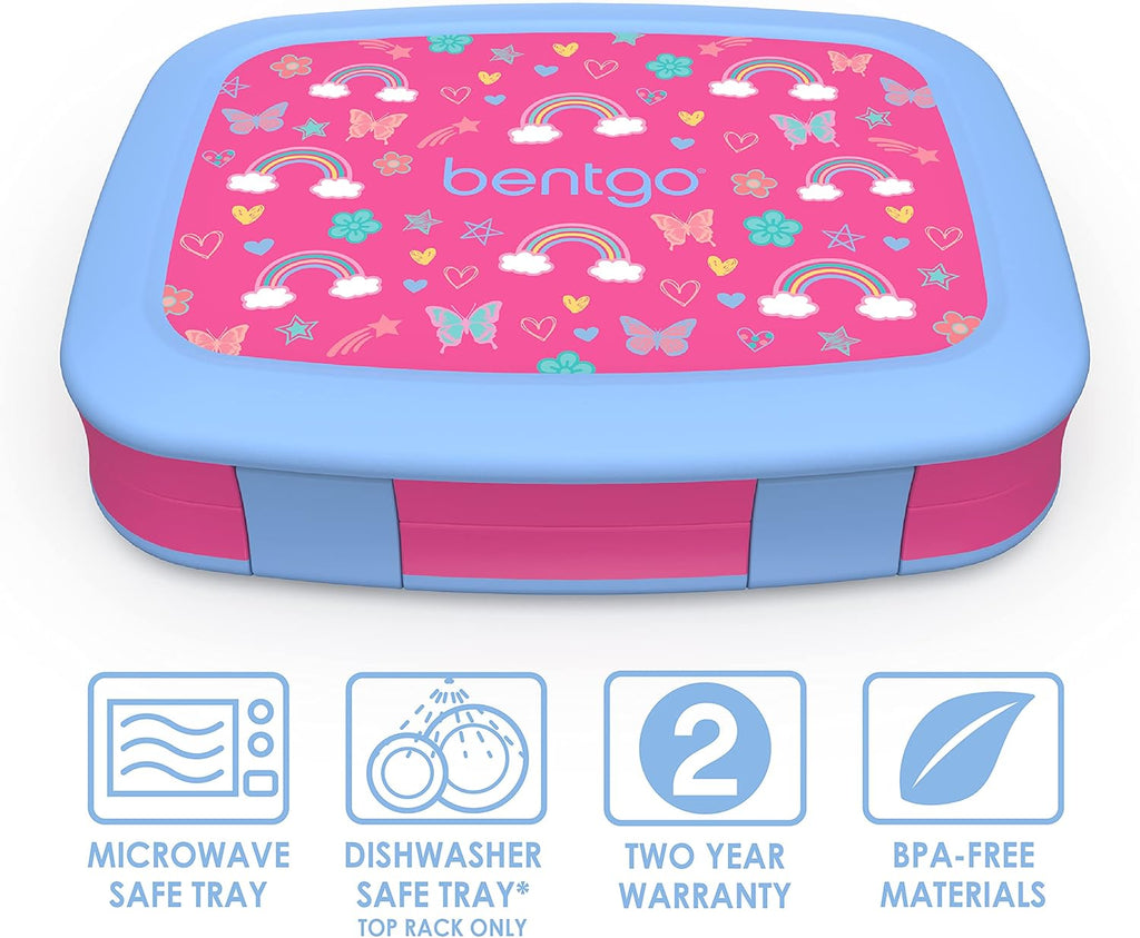Insulated Lunch Bag Set With Kids Bento-Style Lunch Box (Rainbows and Butterflies) S50897