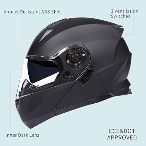 Modular Motorcycle Helmet Flip Up Anti-Fog Lens DOT Approved J19115