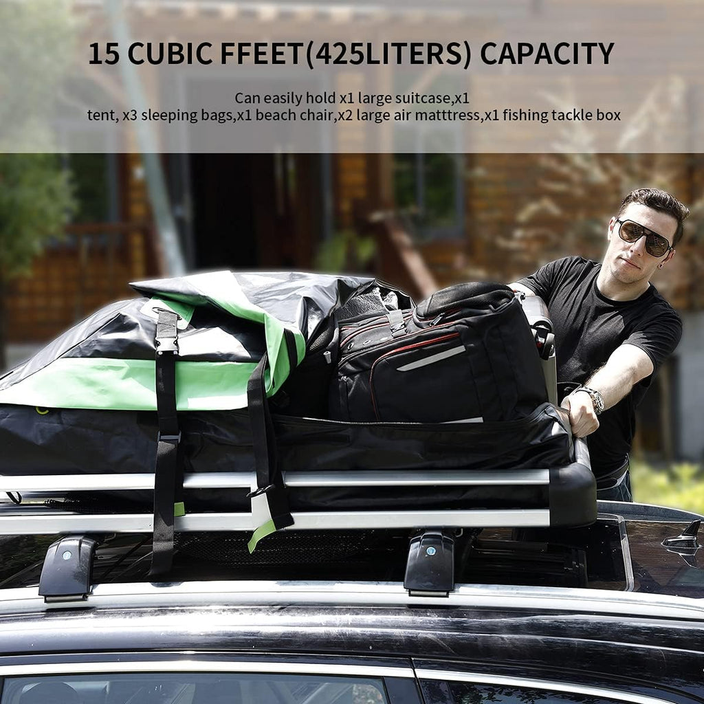 100% Waterproof 15 Cubic Ft Rooftop Cargo Carrier Bag Q886
