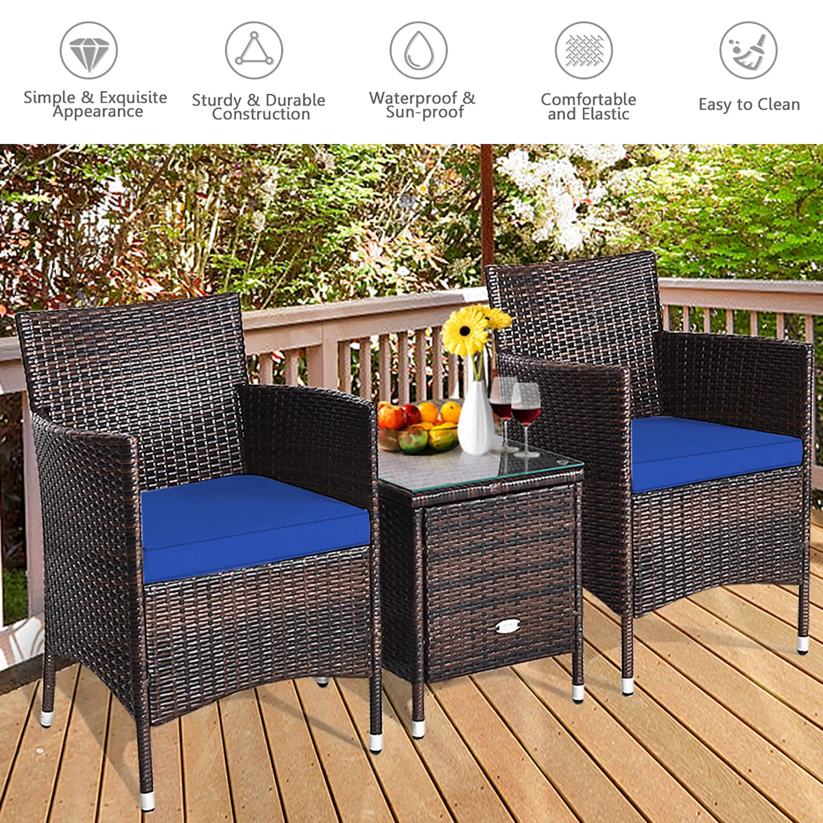 3 PCS Rattan Wicker Furniture Set O23606