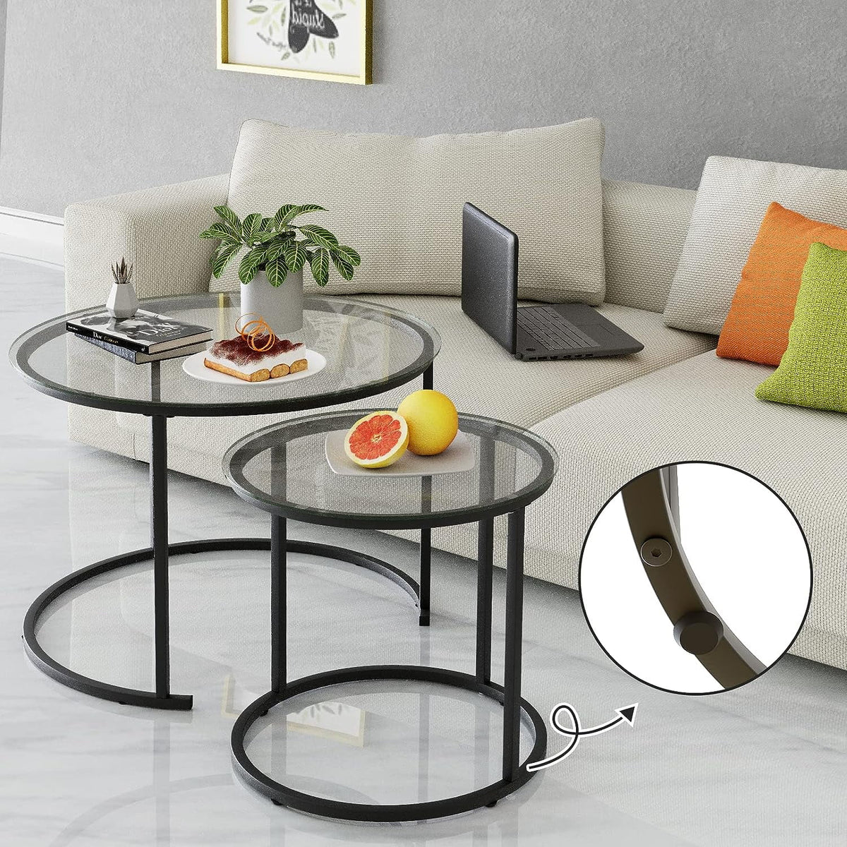 Tempered Glass Round End Table H626