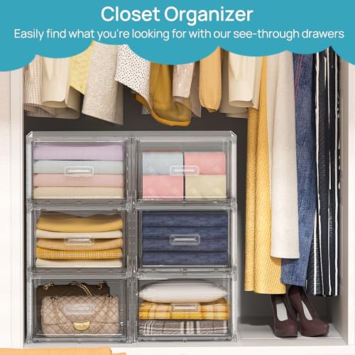 4 Pack 13QT Clear Stackable Storage Drawers S42880