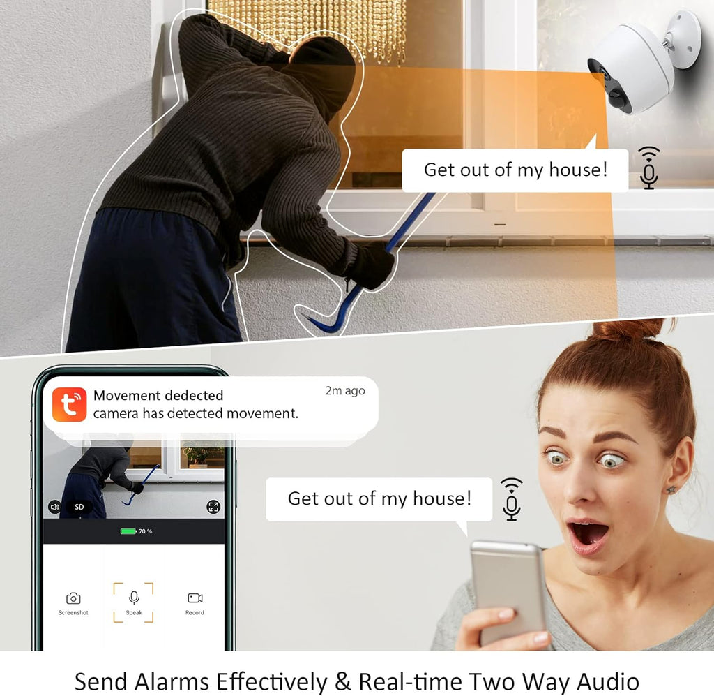 Wireless Security Camera Outdoor, 1080P Battery Powered WiFi Camera, IP65 Weatherproof T97844