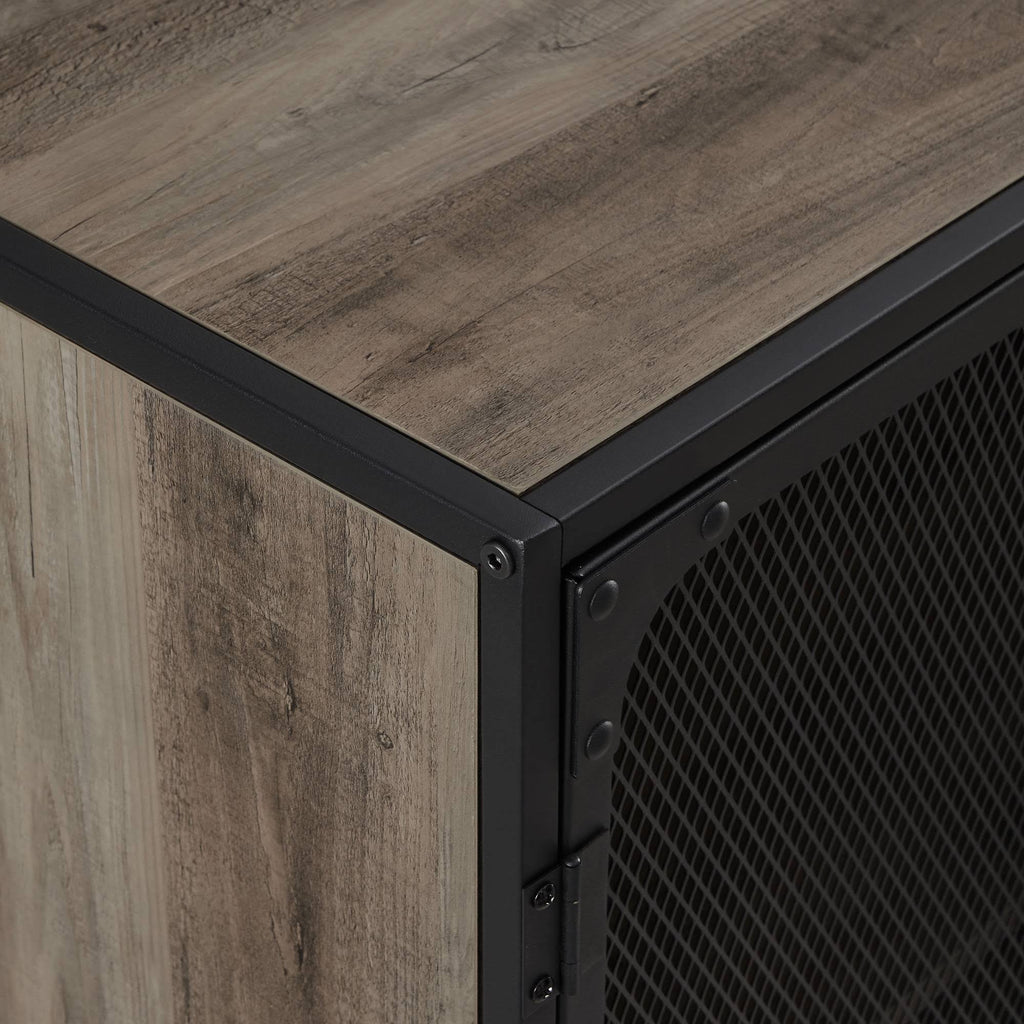 Urban Industrial Accent Cabinet with Mesh Gray Wash O8662