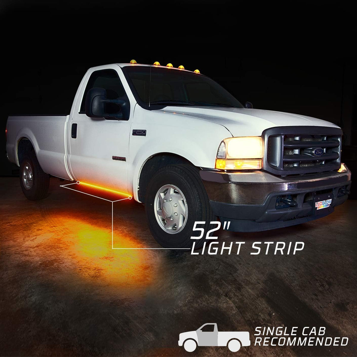 52 Truck LED Running Board Light Amber Side Marker Kit with White Courtesy Lights H2496