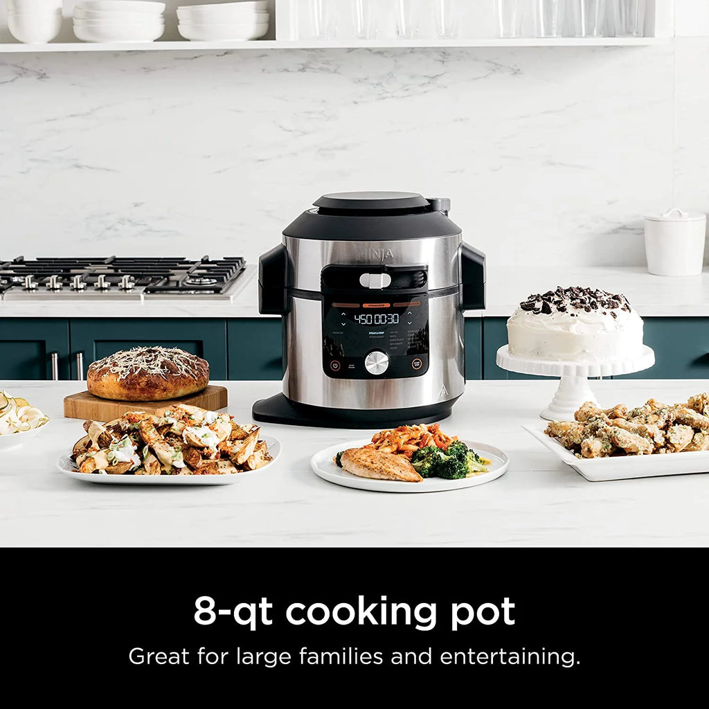 Open Box 8 Qt Pressure Cooker Steam Fryer with SmartLid Silver R92697