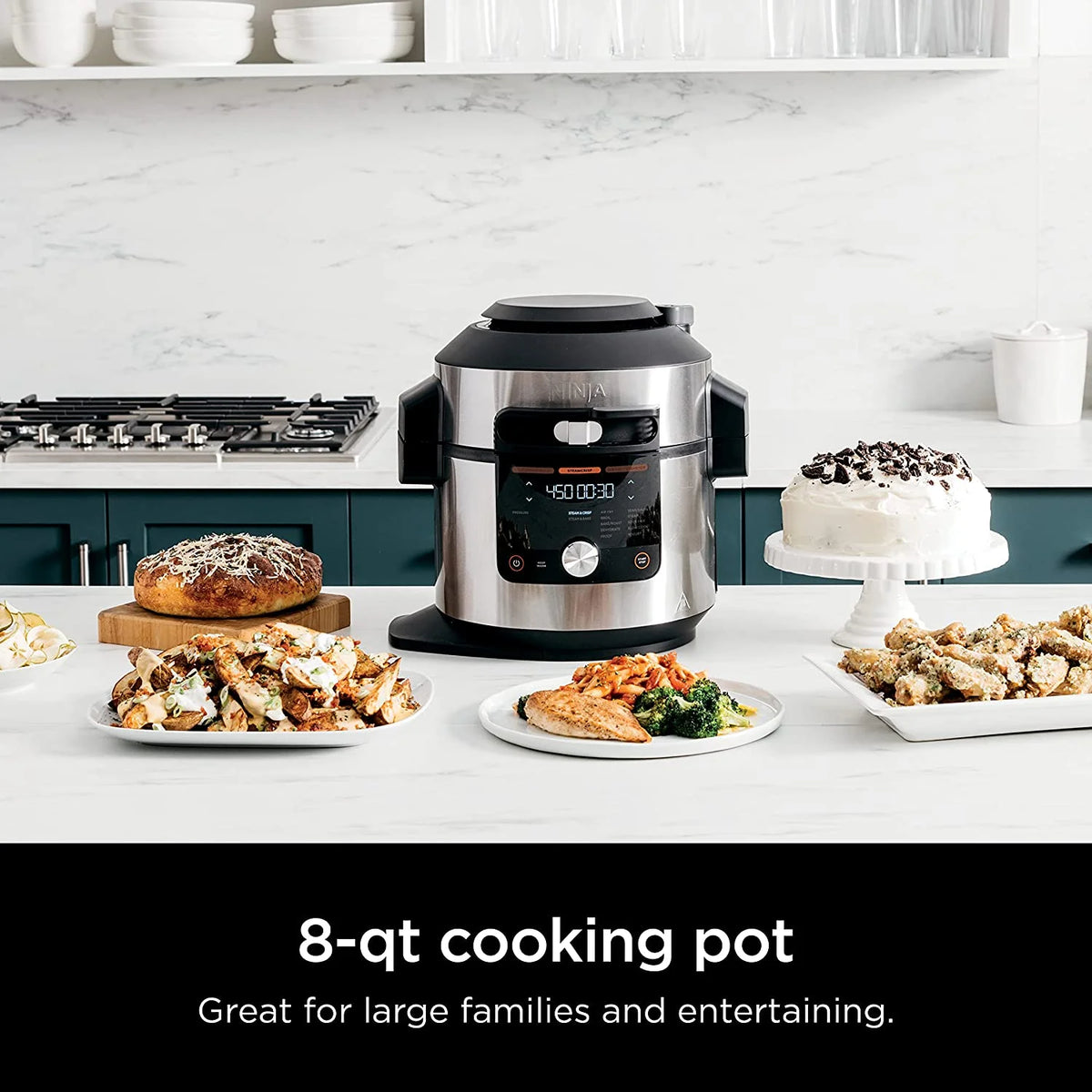 Open Box 8 Qt Pressure Cooker Steam Fryer with SmartLid Silver R92697