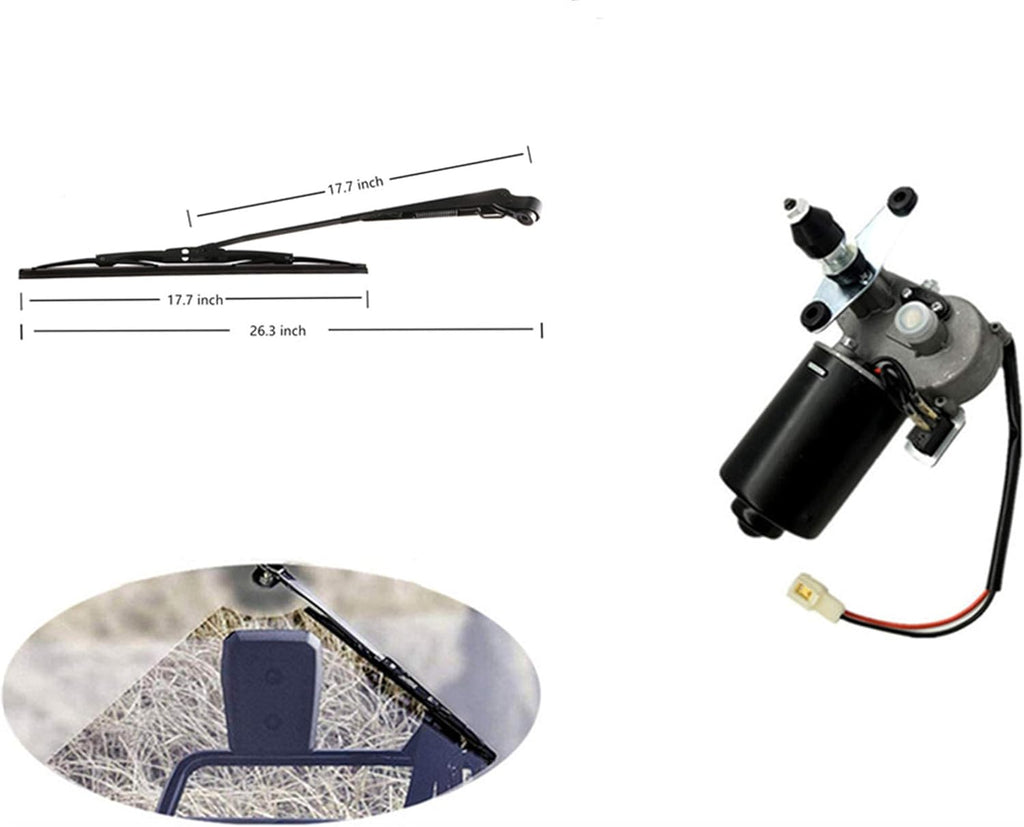 12V Universal Electric Windshield Wiper Motor Kit for UTV ATV Windshields, 17.7" Arm, 17.7" Blade Pack of 2 X261806
