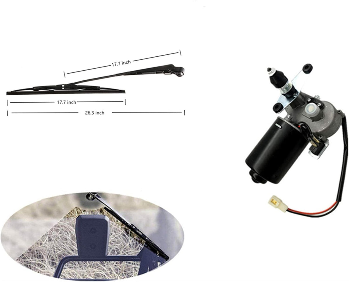 12V Universal Electric Windshield Wiper Motor Kit for UTV ATV Windshields, 17.7" Arm, 17.7" Blade Pack of 2 X261806