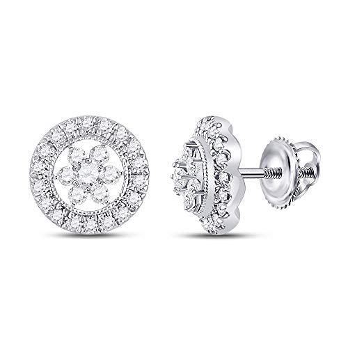 14kt White Gold Diamond Floral Cluster Earrings 3/8 Cttw N163374
