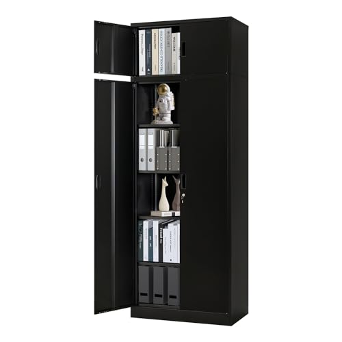 Black Lockable Steel Storage Cabinet with 2 Drawers L5945
