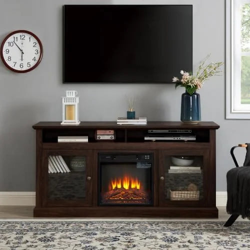 Electric Fireplace TV Stand up to 60" with Cabinet and Open Shelves B9953