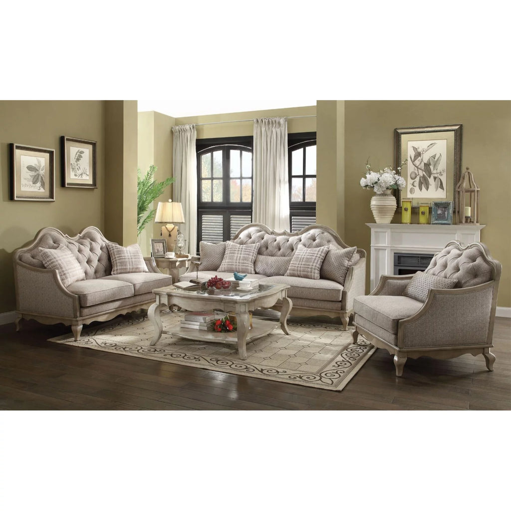 Beige Fabric Sofa with 5 Pillows J8565