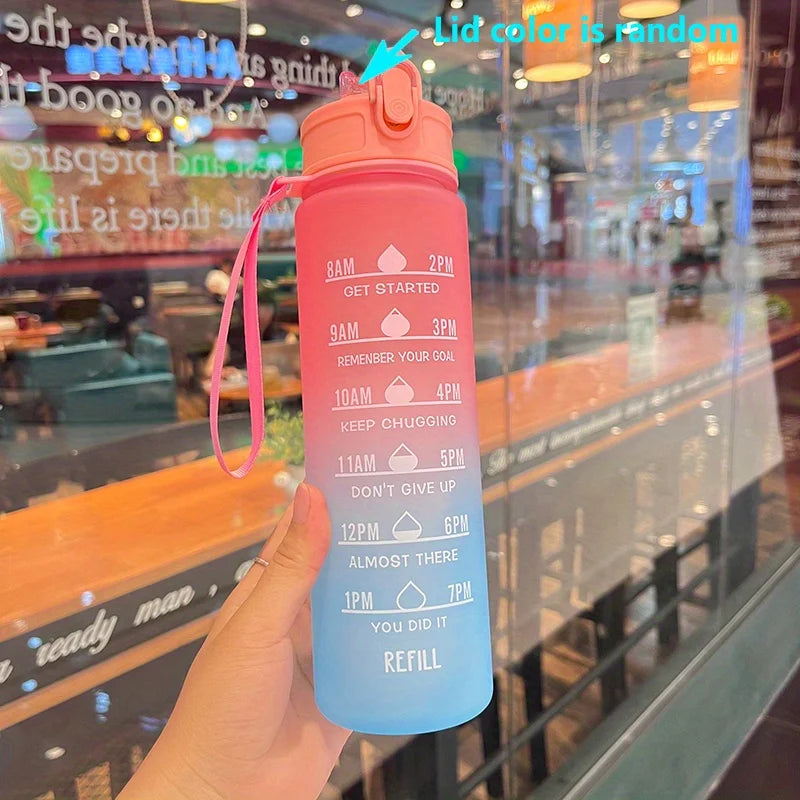 32oz Motivational Water Bottle with Straw & Time Marker G9913