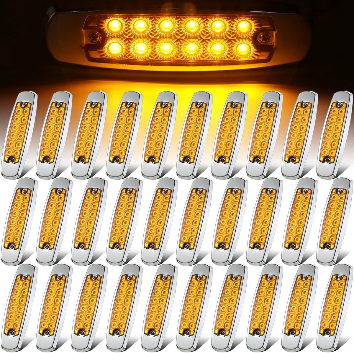 30 Pieces Amber Side Marker Lamp 3.54 Inch Waterproof L42180