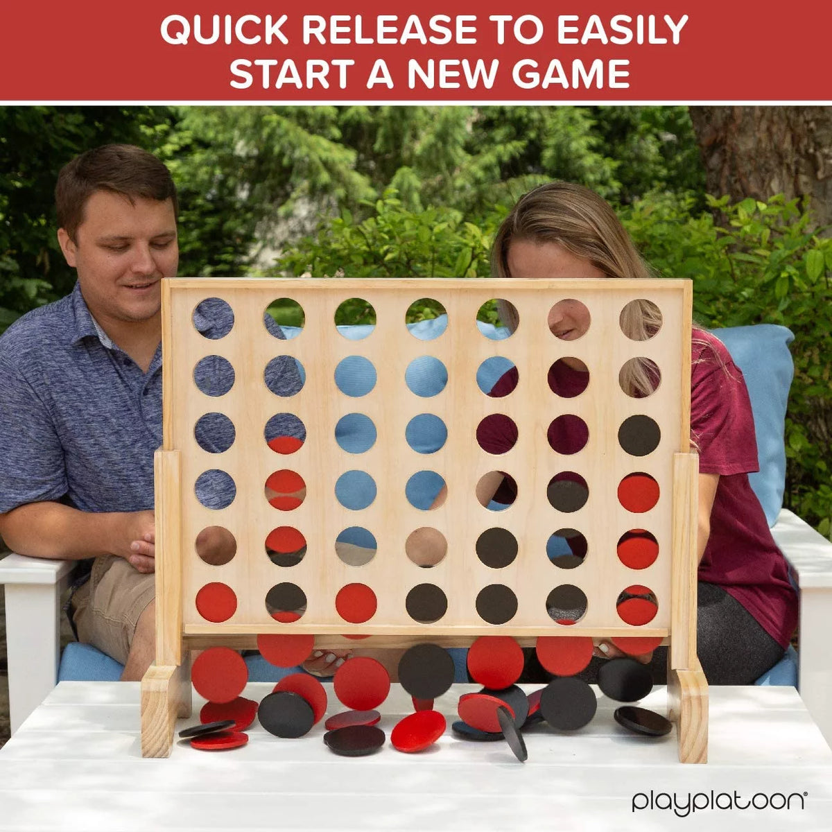 Wooden 4 in a Row Game with Coins, Case and Rules H12240