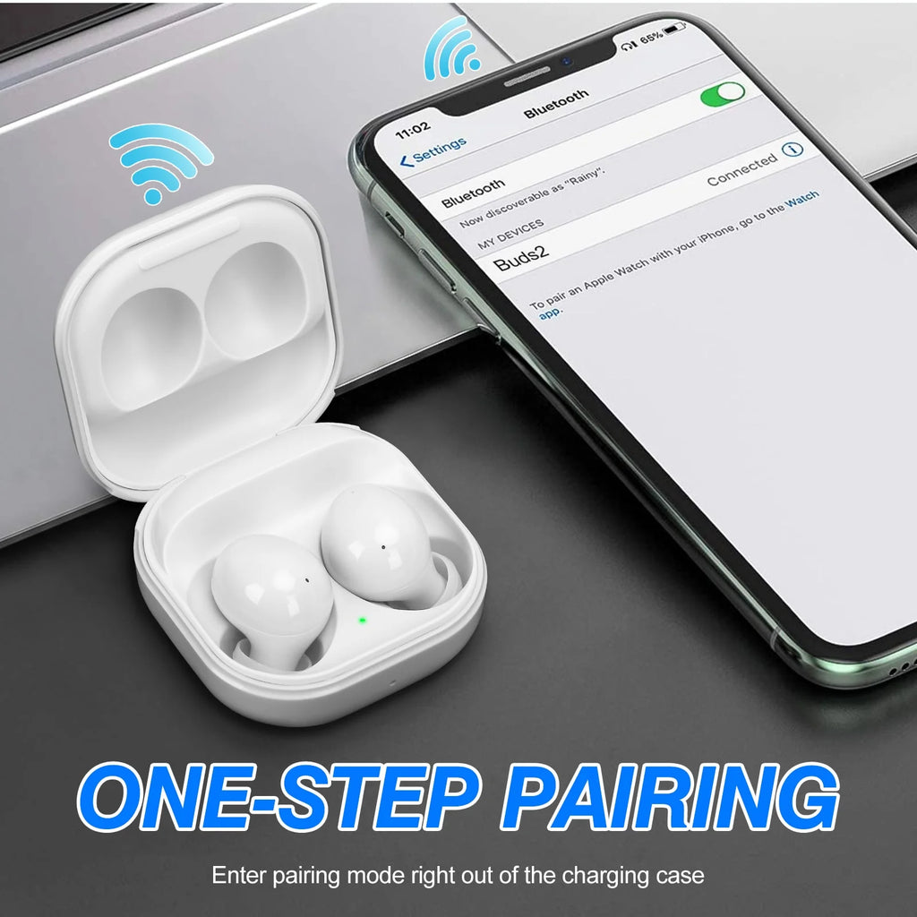 White Truly Wireless Bluetooth Headphones with Noise Isolation R610
