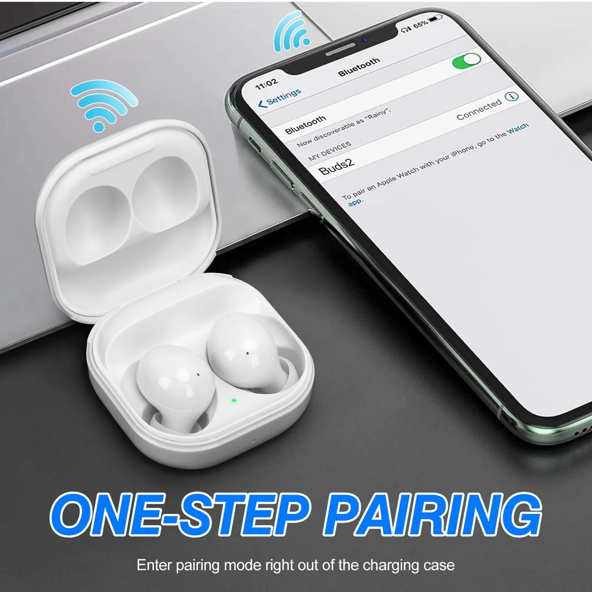 White Truly Wireless Bluetooth Headphones with Noise Isolation R610