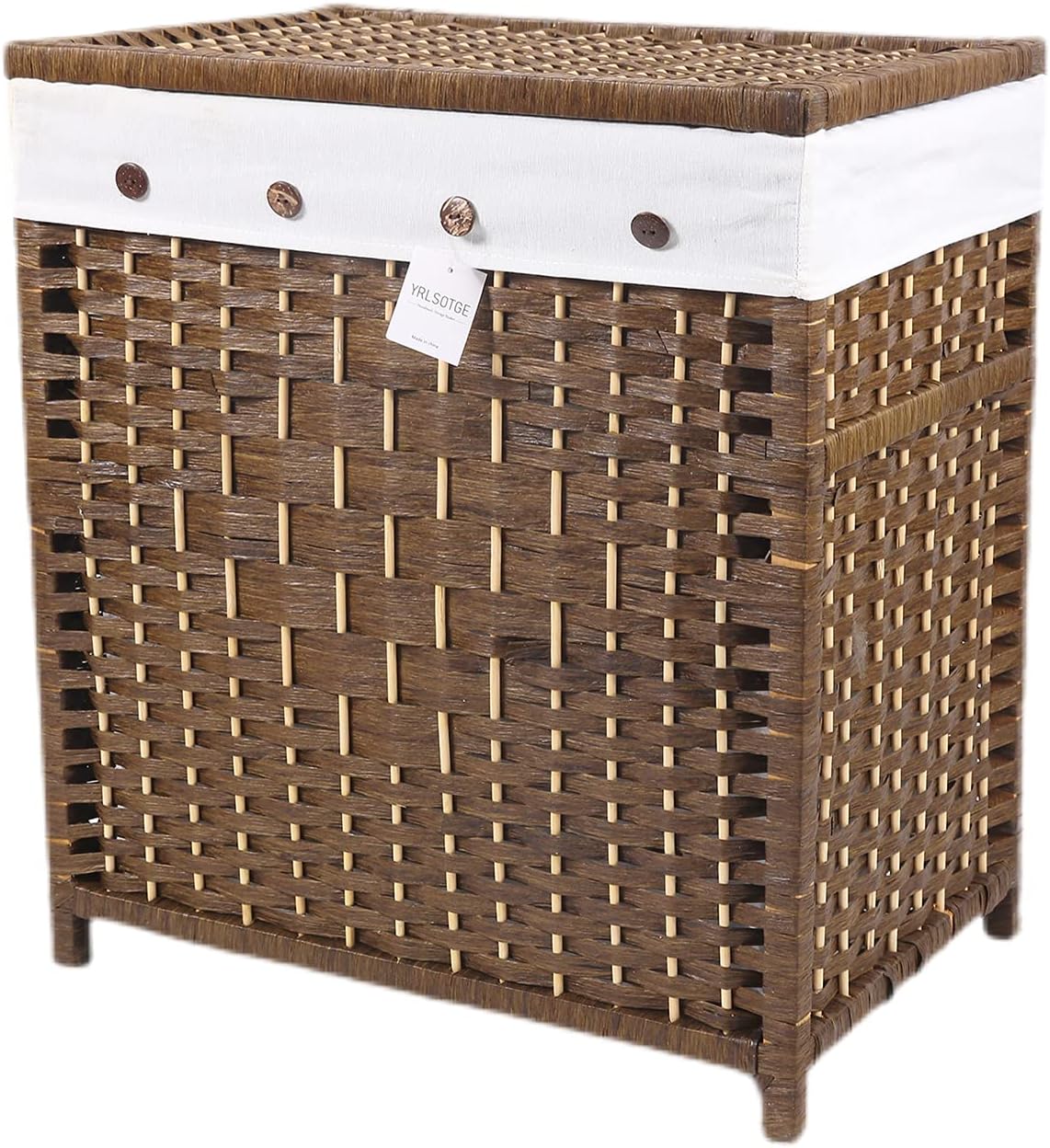 Brown Paper Rope Woven Laundry Basket with Lid W774