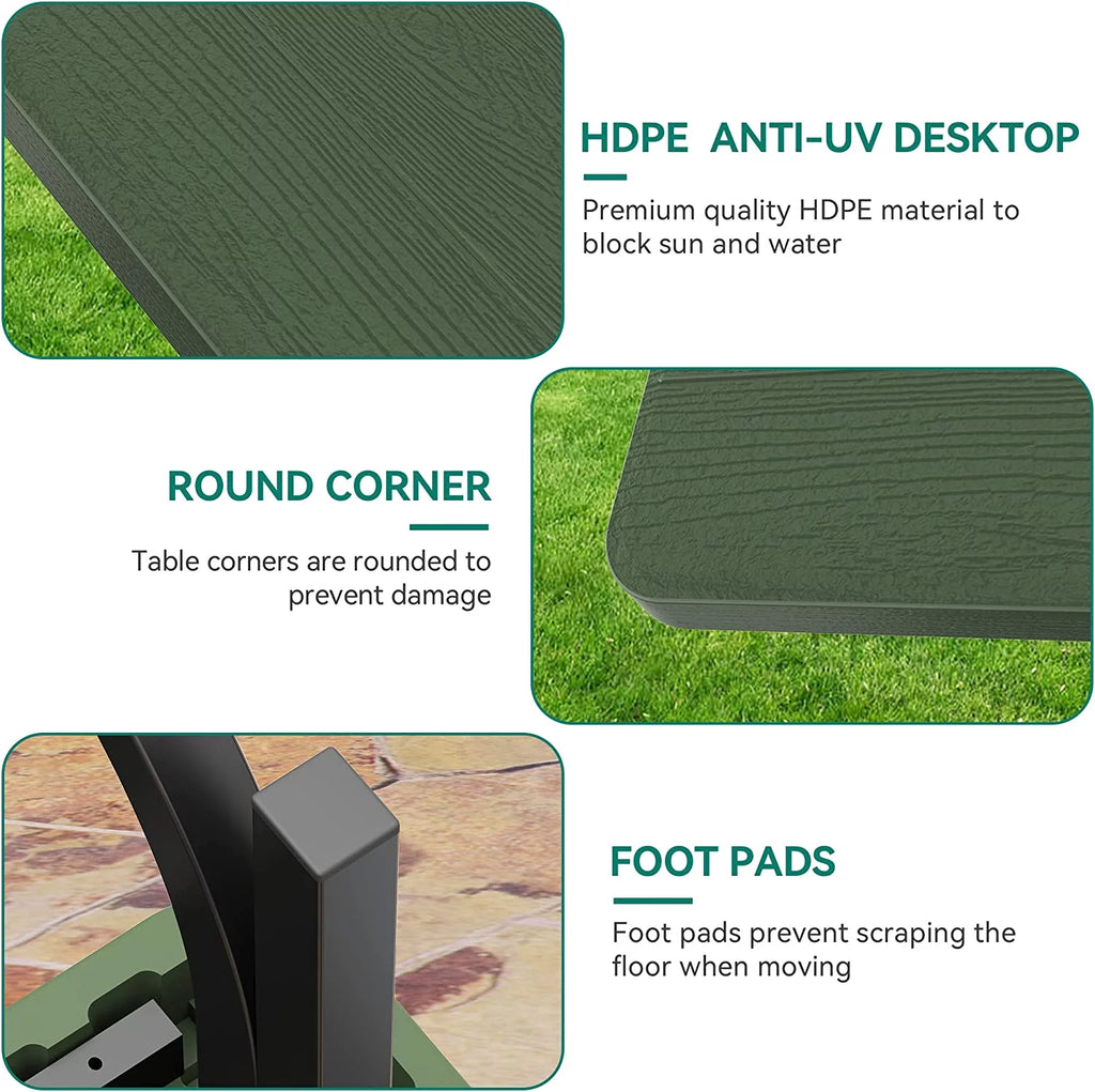 6ft Heavy Duty Outdoor Picnic Table and Bench Green D3423