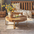 Round Wood Coffee Table with Gold Metal Legs Z869090