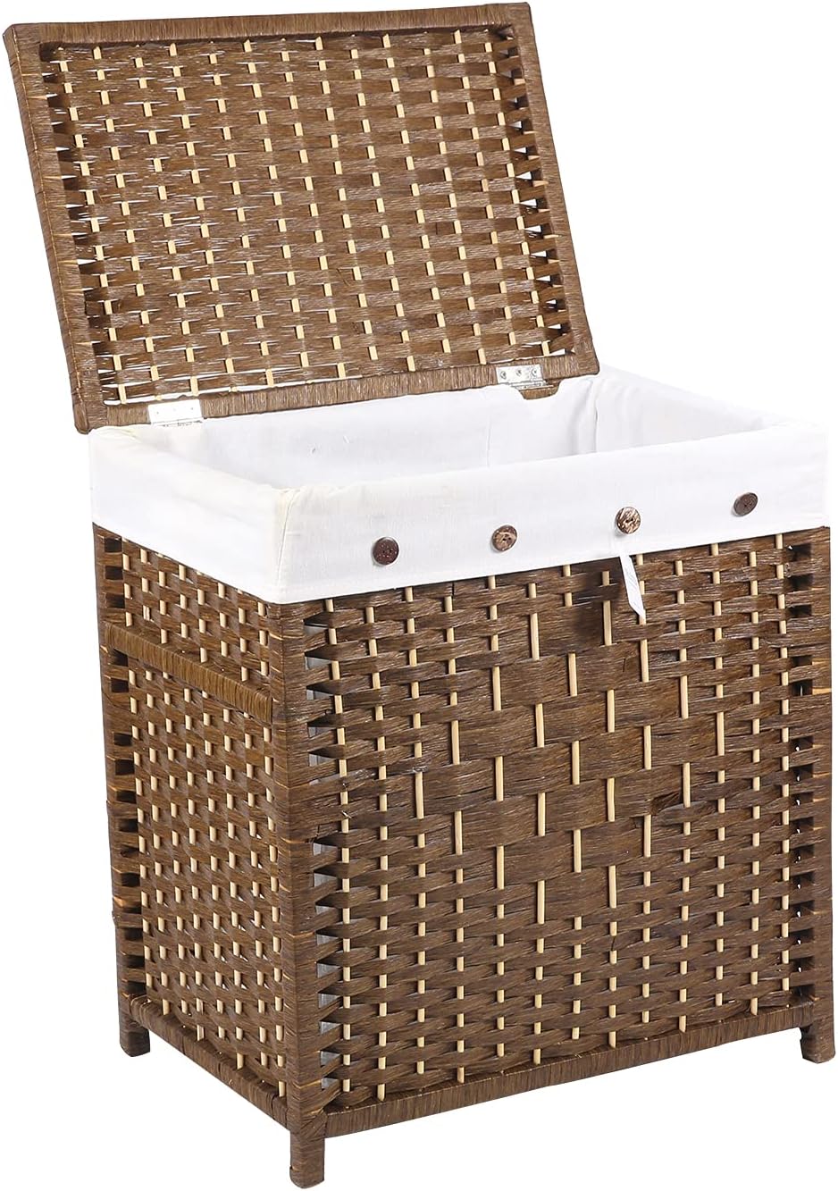 Brown Paper Rope Woven Laundry Basket with Lid W774